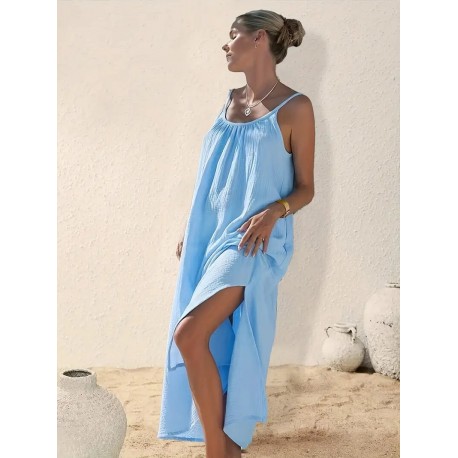Robe maxi sans manches en coton
