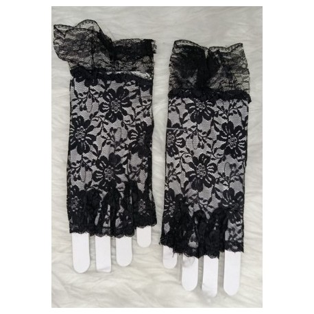 Gants en dentelle sans doigt-Noir