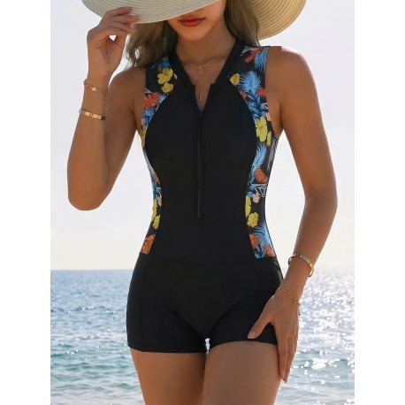 Maillot de bain une pièce à fermeture éclair