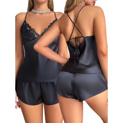 Ensemble pyjama short 2 pièces en satin