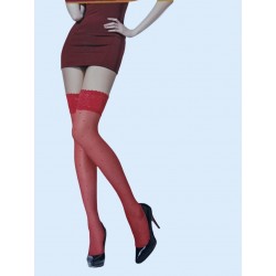 Bas  en motif pois avec haut en dentelle-rouge