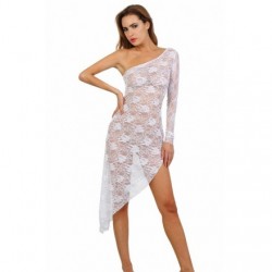 Robe bustier asymétrique en dentelle-Rouge