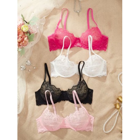 Pack 4 Soutien gorge en dentelle avec armature