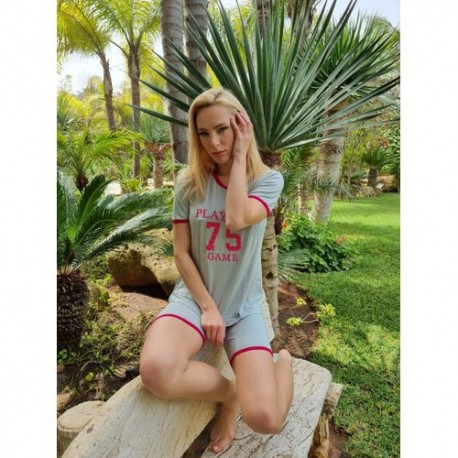 Pyjama short viscose gris foncé 75