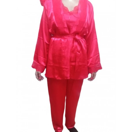 Ensemble lingerie Pièces en satin-Rouge