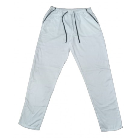 Pantalon long en satin avec nœud-Ecru