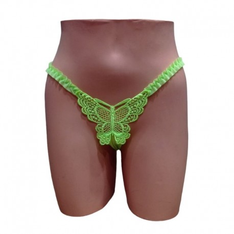 String coquin en dentelle brodé avec motifs
