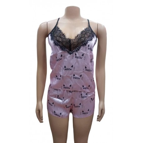 Ensemble pyjama 2 pièces short en satin