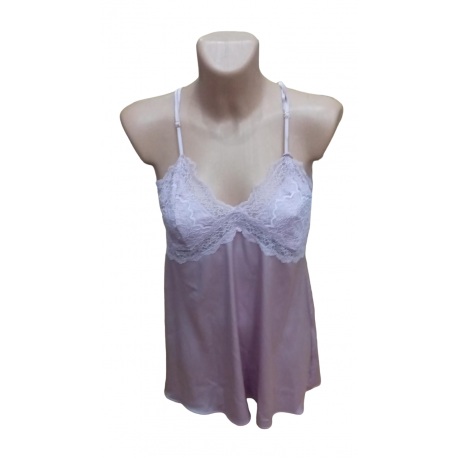 NUISETTE EN SATIN AVEC DENTELLE-ROSE