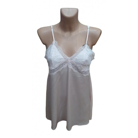 NUISETTE EN SATIN AVEC DENTELLE-ROSE