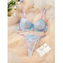 Ensemble soutien gorge brodé fleurs