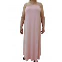 Robe longue élastique avec bretelles-Rose